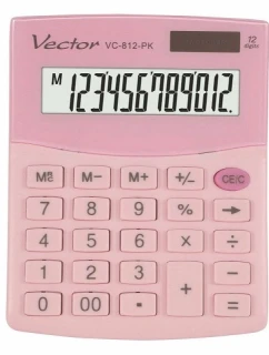 VEKTOROVÁ KANCELÁŘSKÁ KALKULAČKA, KAV VC-812 PK, RŮŽOVÁ