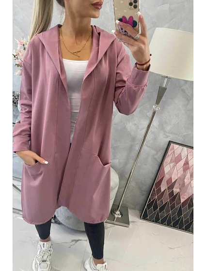 Tmavě růžová bunda oversize s kapucí