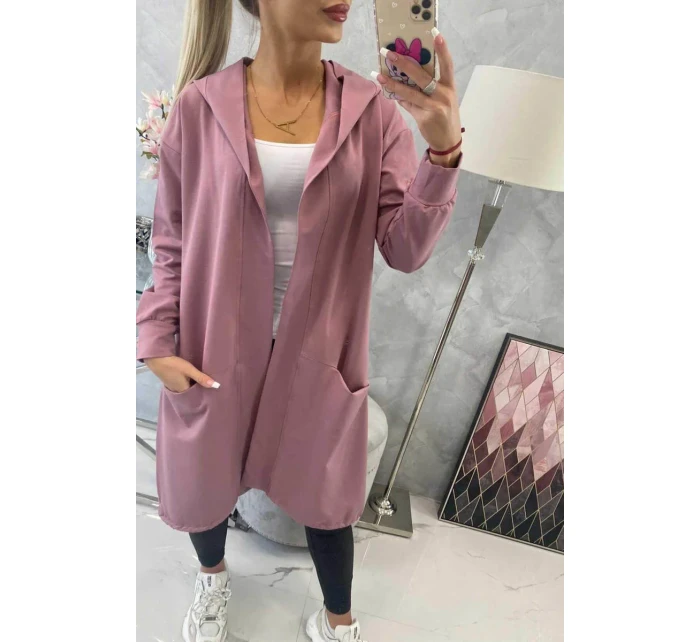 Tmavě růžová bunda oversize s kapucí Tmavě růžová bunda oversize s kapucí