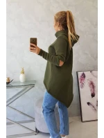 Zateplená mikina s delšími zády v barvě khaki