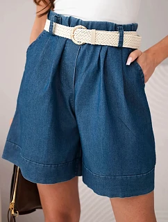 Dámské džínové kraťasy s pleteným páskem model 22182779 - K-Fashion