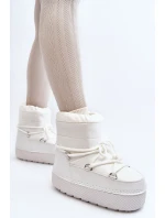 Dámské bílé zimní boty s vázáním model 21644962 - Boto Dámské bílé zimní boty s vázáním model 21644962 - Boto