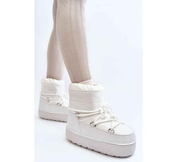 Dámské bílé zimní boty s vázáním model 21644962 - Boto Dámské bílé zimní boty s vázáním model 21644962 - Boto