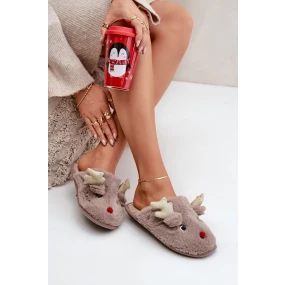 Vánoční Pantofle S Kožešinové Tmavě Béžové model 21680772 - Boto Vánoční Pantofle S Kožešinové Tmavě Béžové model 21680772 - Boto