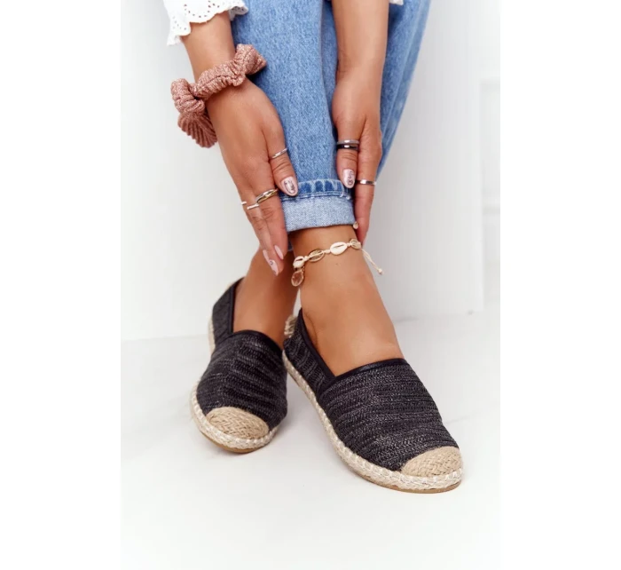 Espadrilky Na Slaměné Podrážce Lu Boo Černé Espadrilky Na Slaměné Podrážce Lu Boo Černé