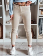 Dámské džínové kalhoty s páskem CLARET ve světle béžové barvě FashionStreet UY2440 Dámské džínové kalhoty s páskem CLARET ve světle béžové barvě FashionStreet UY2440