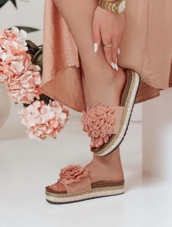 Dámské květinové žabky pink model 21989020 - Dstreet