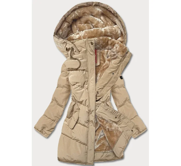 Dámská prošívaná zimní bunda v pískové barvě (2m-963)