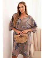 Dámská bavlněná šaty s květinovým vzorem a 3/4 rukávem fango