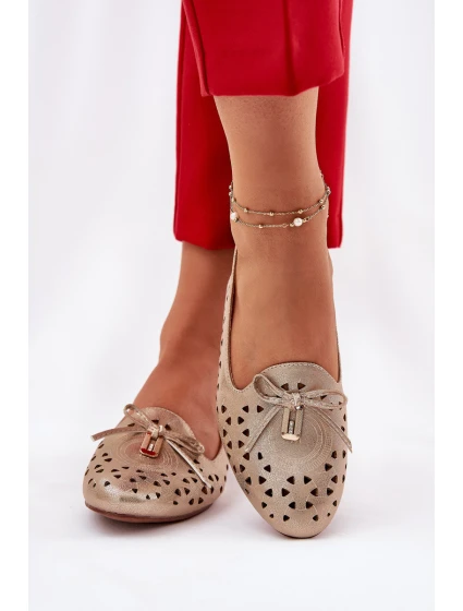 Dírové baleríny s odhalenou patou zlaté Navinnia Dírové baleríny s odhalenou patou zlaté Navinnia