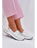 Kožené dámské polobotky na platformě bílé model 21696975 - EVENTO