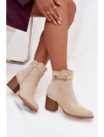 Dámské zimní boty na podpatku s ozdobným páskem béžové Galissa Dámské zimní boty na podpatku s ozdobným páskem béžové Galissa