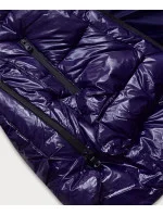 Tmavě modrá lakovaná dámská prošívaná bunda (7697)