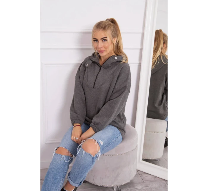 Mikina s kapucí v grafitové barvě