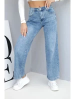 Dámské džíny s širokou nohavicí a vysokým pasem Dámské džíny s širokou nohavicí a vysokým pasem