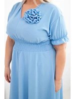 Dámské šaty Plus Size s výstřihem do V a nařaseným pasem modrá