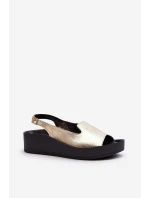 Zazoo 2893 Dámské kožené sandály na tlusté podrážce zlaté Zazoo 2893 Dámské kožené sandály na tlusté podrážce zlaté