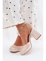 Dámské sandály na podpatku typu sloupek s páskem se šperky Zlaté Seraphina Dámské sandály na podpatku typu sloupek s páskem se šperky Zlaté Seraphina