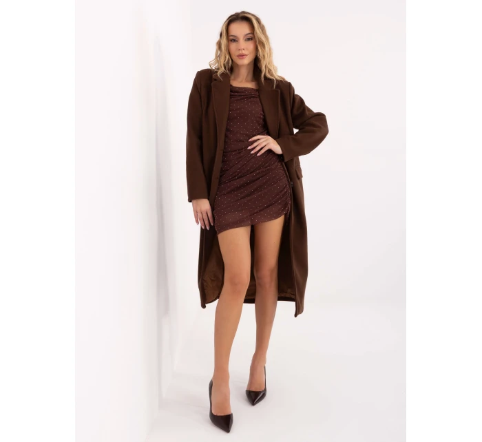 Płaszcz IT PL model 21755231 ciemny brązowy - FPrice Płaszcz IT PL model 21755231 ciemny brązowy - FPrice