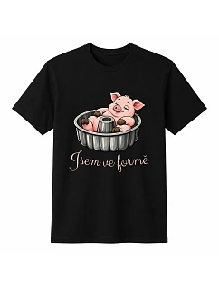 Dámské bavlněné tričko s potiskem - JSEM VE FORMĚ - černé