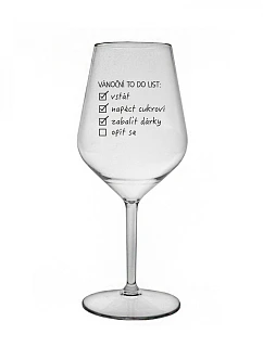 VÁNOČNÍ TODO LIST - čirá nerozbitná sklenice na víno 470 ml