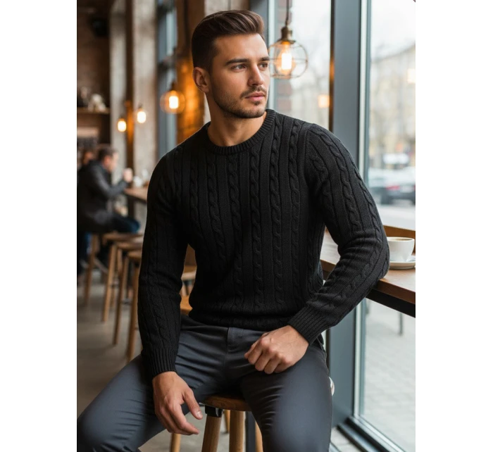 Pánský černý svetr FashionStreet WX1880