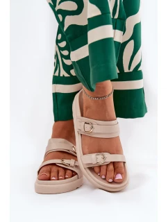 Dámské Pantofle Na Platformě Se Zlatými Béžové model 21687846 - Boto