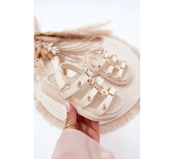 Dětské Sandály Se Zlatým Detalem Béžové Lunessa Dětské Sandály Se Zlatým Detalem Béžové Lunessa