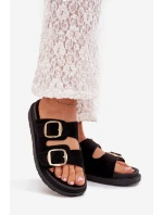 Dámské Sandały Na Platformě Se Zlatými Přezkami Černé Verena Dámské Sandały Na Platformě Se Zlatými Přezkami Černé Verena