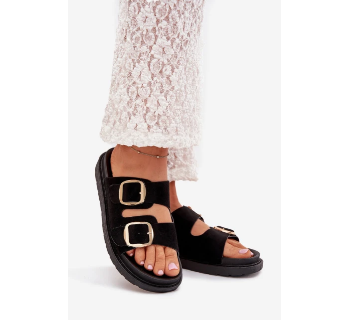 Dámské Sandały Na Platformě Se Zlatými Přezkami Černé Verena Dámské Sandały Na Platformě Se Zlatými Přezkami Černé Verena