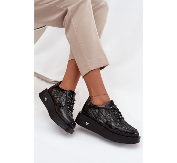 Kožené šněrovací dámské polobotky na platformě model 21710377 - Artiker