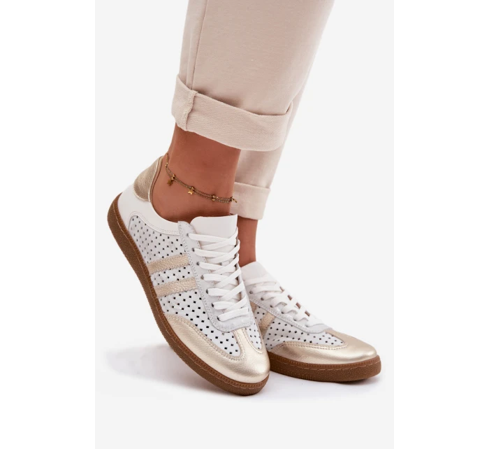 Kožené Síťované Dámské Tenisky Zazoo N1318 Stříbrno-zlaté