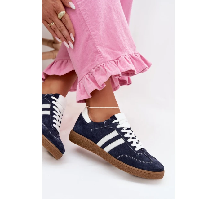 model 22026489 Semišové Nízké Dámské Tenisky Tmavě Modré - Zazoo