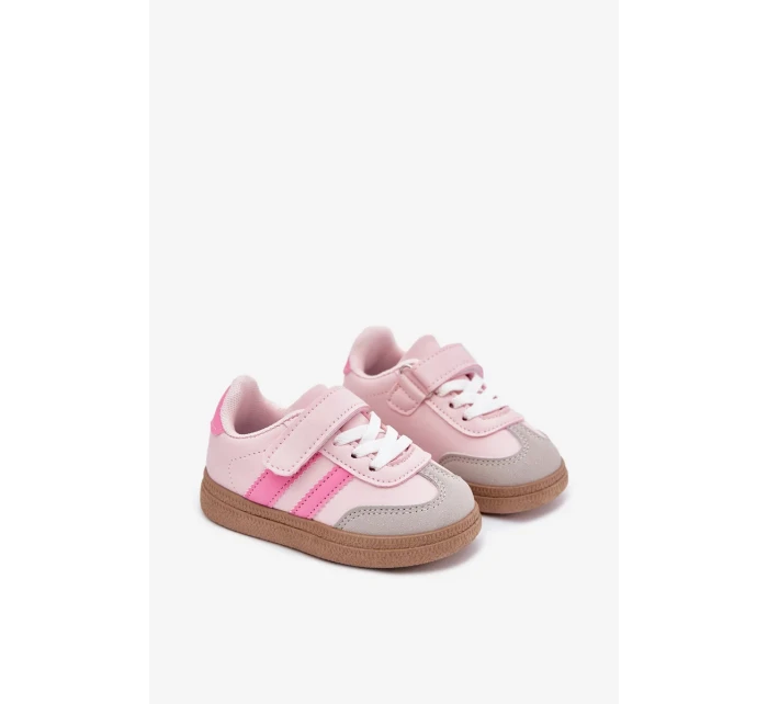 Dětské sportovní sneakers na suchý zip Adelina – růžové