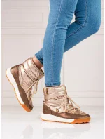 Pěkné dámské sněhule zlaté bez podpatku Pěkné dámské sněhule zlaté bez podpatku