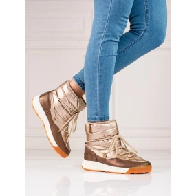 Pěkné dámské  sněhule zlaté bez podpatku