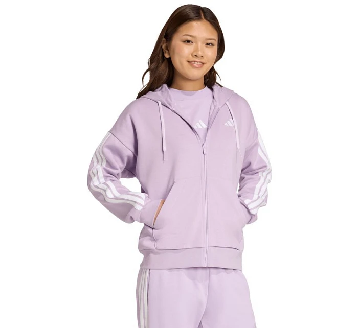 Dámská fleecová mikina Essentials 3Stripes s kapucí a zipem fialová model 21398873 - ADIDAS