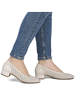 Dámské kožené béžové ažurové lodičky model 22097210 - Rieker Dámské kožené béžové ažurové lodičky model 22097210 - Rieker