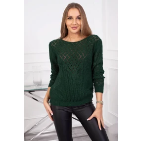 Svetr s ažurovým zdobením zelený
