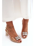 Transparentní Sandály Na Podpatku Zlaté SBarski MR1037-43