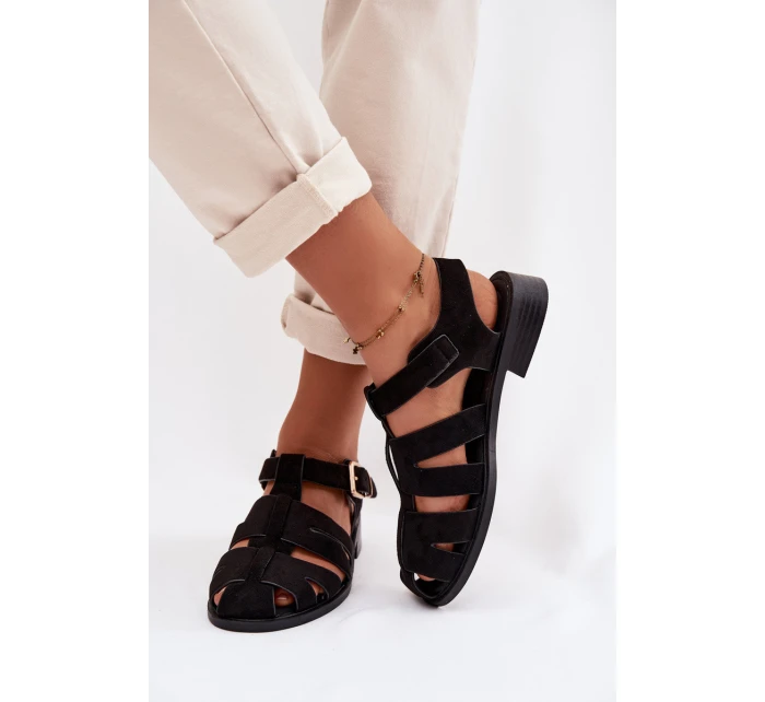 Dámské Sandály Černé se Zlatým Přezkou model 21937621 - Boto