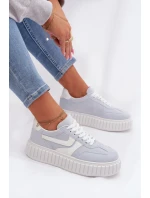 Dámské tenisky na platformě z eko semiše modré Cadrina Dámské tenisky na platformě z eko semiše modré Cadrina