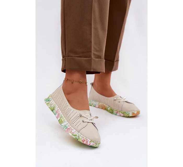 Kožené dámské polobotky model 22100343 Béžové - S.Barski Kožené dámské polobotky model 22100343 Béžové - S.Barski