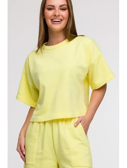 mikina s krátkým rukávem citronová model 21047206 - BeWear mikina s krátkým rukávem citronová model 21047206 - BeWear