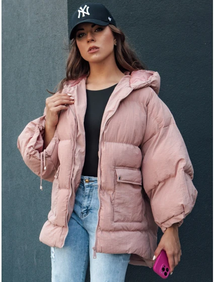 Dámská prošívaná bunda oversize s kapucí PARIMA růžová FashionStreet TY4480