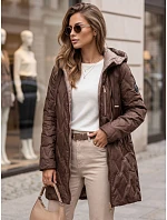 Kurtka damska przejściowa pikowana z kapturem brązowa model 22342146 - FashionStreet