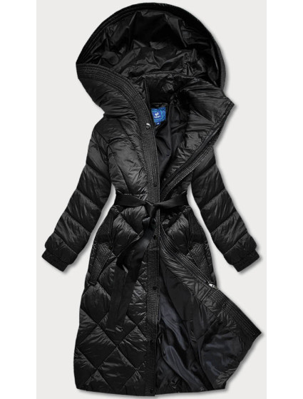 Dlouhá černá dámská péřová bunda (AG1-J9081)