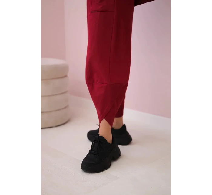 Bavlněná mikina kalhoty set Burgundsko