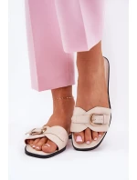 Ploché Dámské Pantofle Se Zlatou Béžové model 21689691 - Boto Ploché Dámské Pantofle Se Zlatou Béžové model 21689691 - Boto