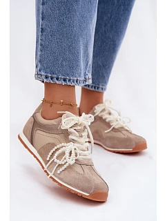 Kožené semišové dámské tenisky Big Star TT274677 béžové